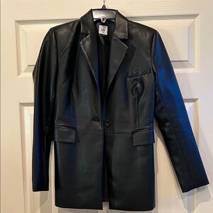 CAbi Black Faux Leather Blazer